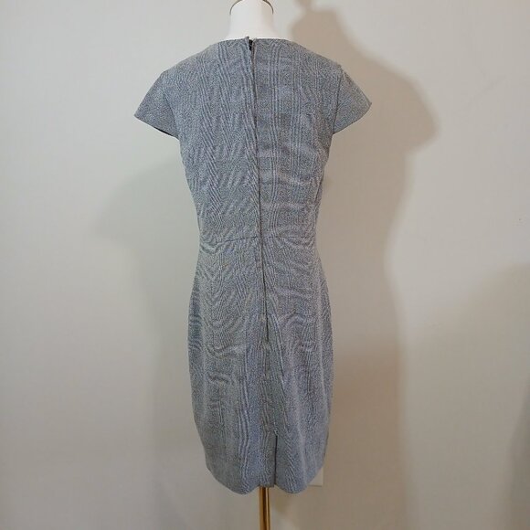 Midi Sheath Dress Women’s Size M Gray Plaid Cap Sleeve Office Work Career - Picture 6 of 6
